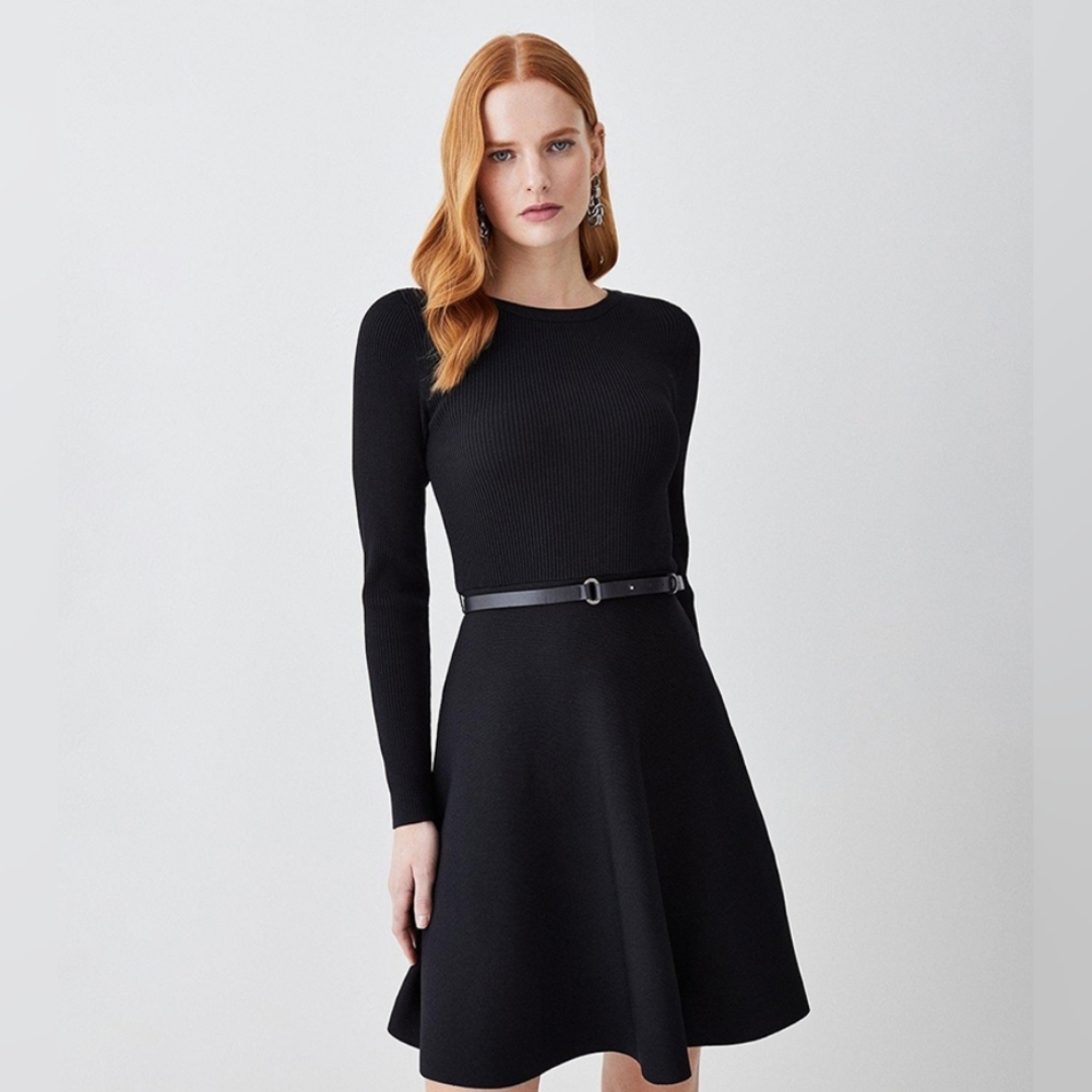 NWOT  Karen Millen Crew Neck Knitted Skater Dress  Medium